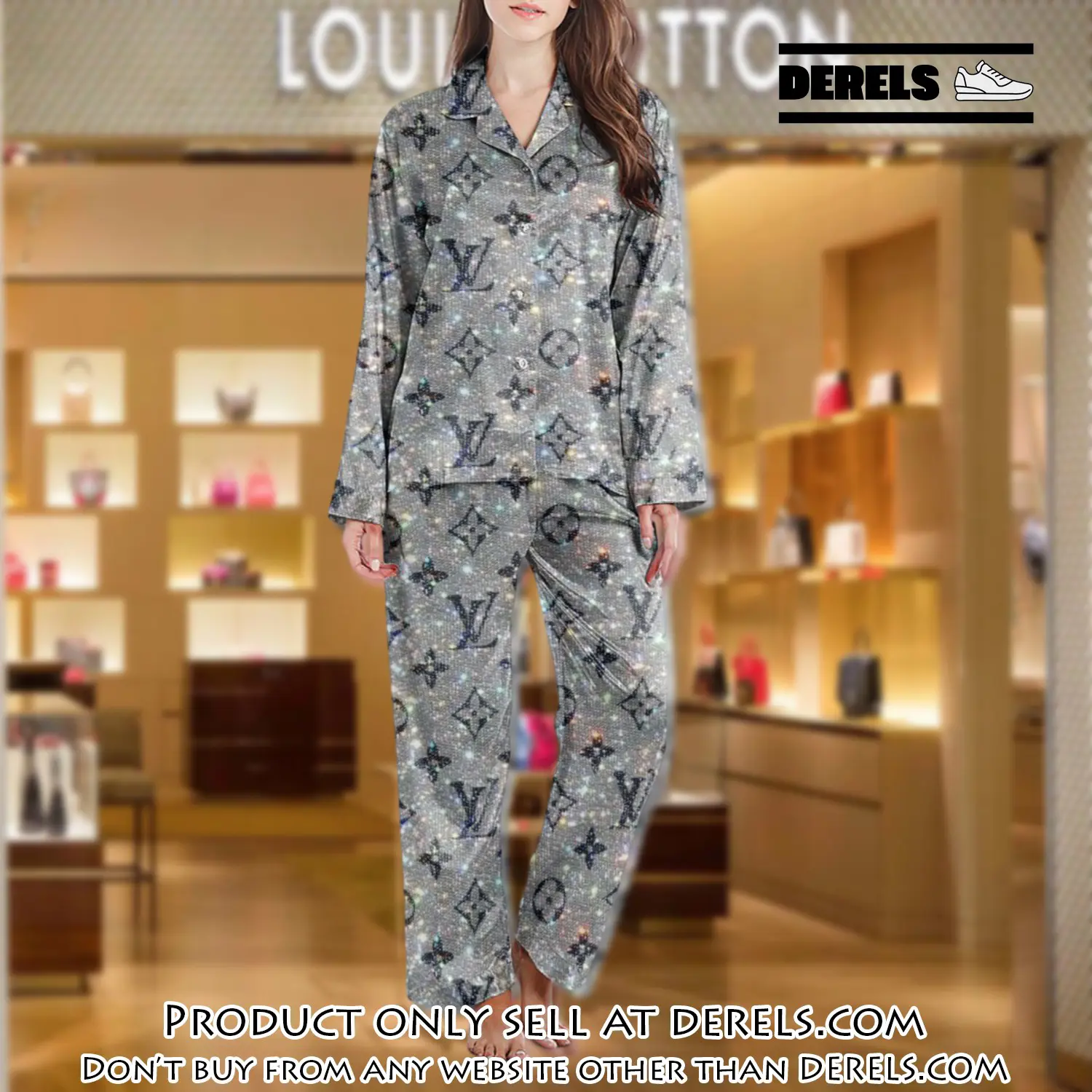 Lv monogram long satin pajama set pjs1008 dr3433097